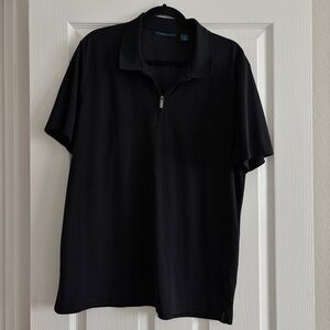 Perry Ellis Black Short-Sleeve Zip Polo